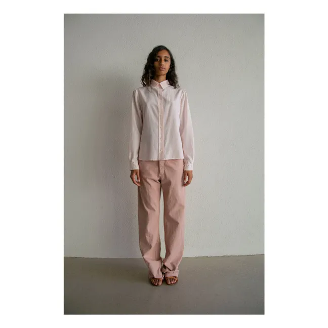 Chemise L'Homme Popeline de Soie et Coton | Rose pâle