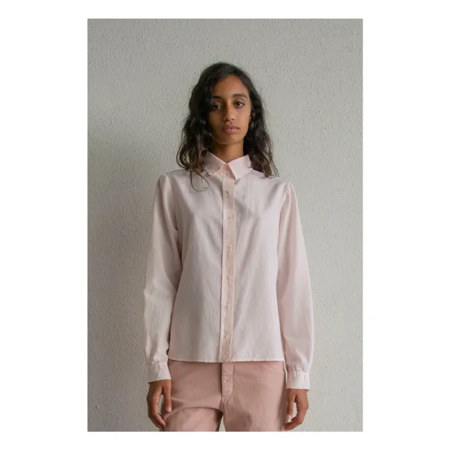 Chemise L'Homme Popeline de Soie et Coton | Rose pâle