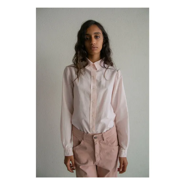 Chemise L'Homme Popeline de Soie et Coton | Rose pâle
