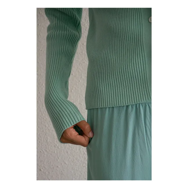 Saint Etienne Ribbed Cardigan | Green water