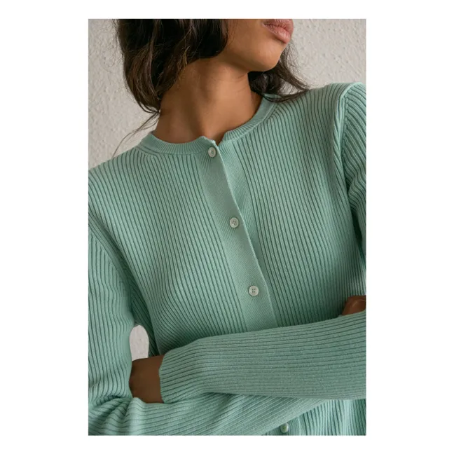 Cardigan Saint Etienne Côtelé | Vert d'eau