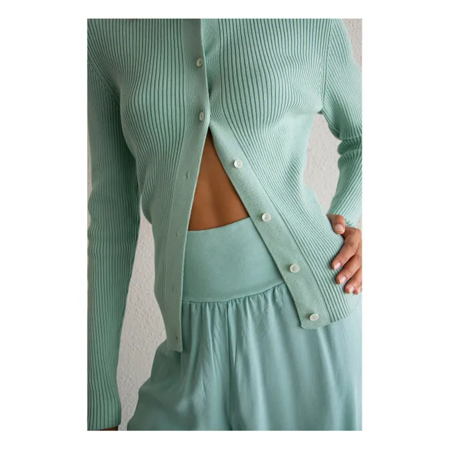 Saint Etienne Ribbed Cardigan | Green water
