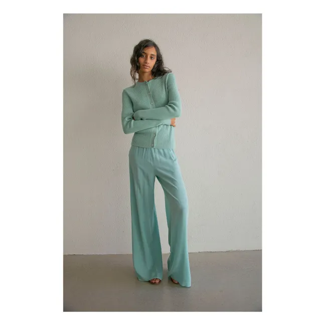 Saint Etienne Ribbed Cardigan | Green water