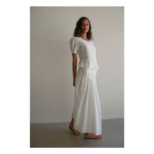 Jupe Charlotte Popeline de Soie et Coton | Blanc