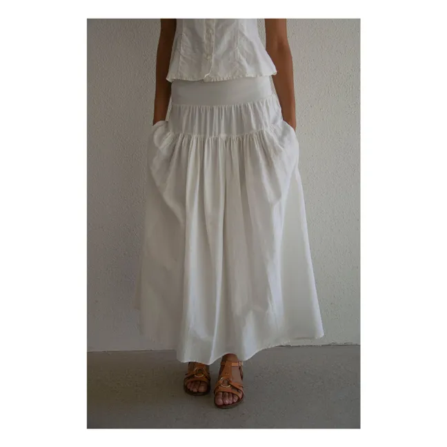 Jupe Charlotte Popeline de Soie et Coton | Blanc