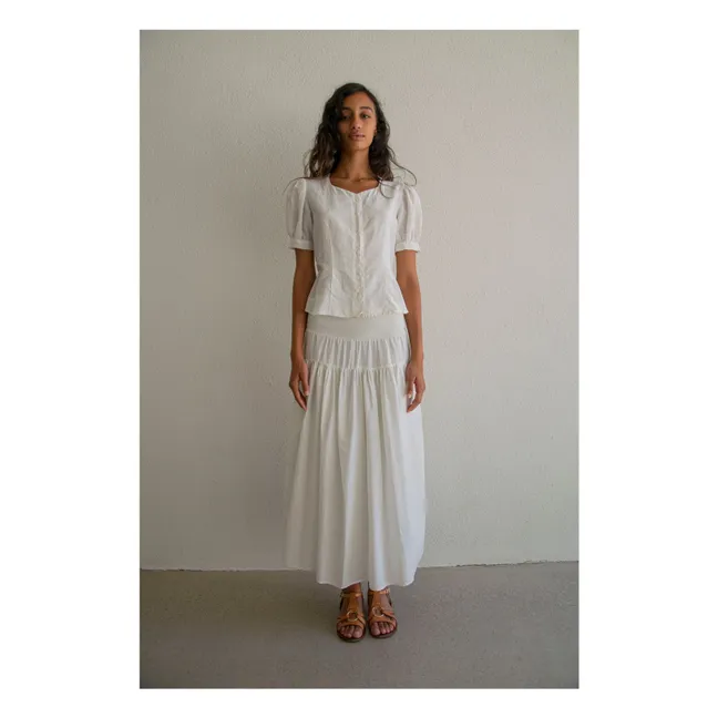 Jupe Charlotte Popeline de Soie et Coton | Blanc