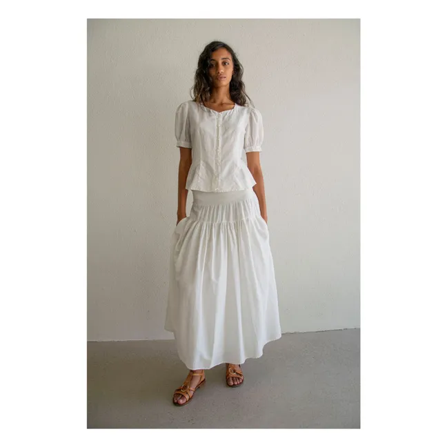 Jupe Charlotte Popeline de Soie et Coton | Blanc