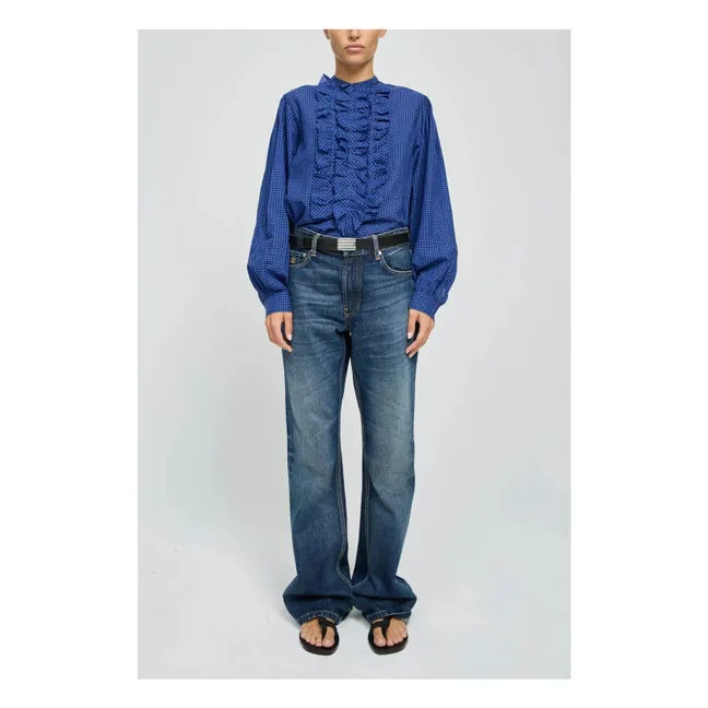 Blusa Magrita de algodón y guinga | Azul