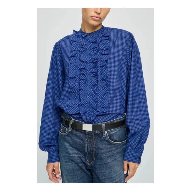 Blusa Magrita de algodón y guinga | Azul
