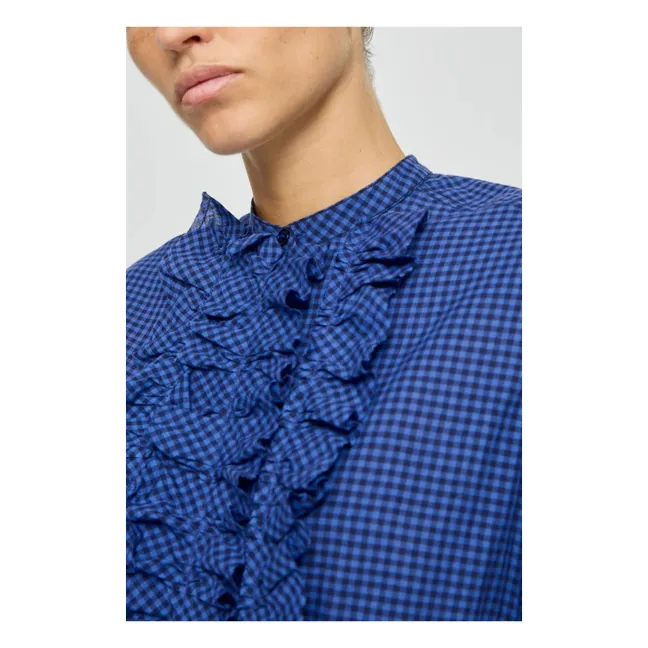 Blusa Magrita de algodón y guinga | Azul