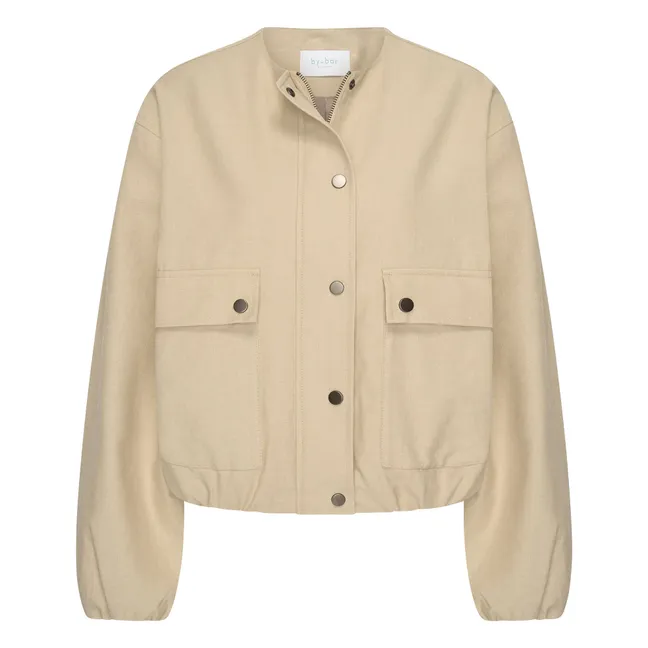 Chaqueta Maggie de algodón y lino | Beige obscuro