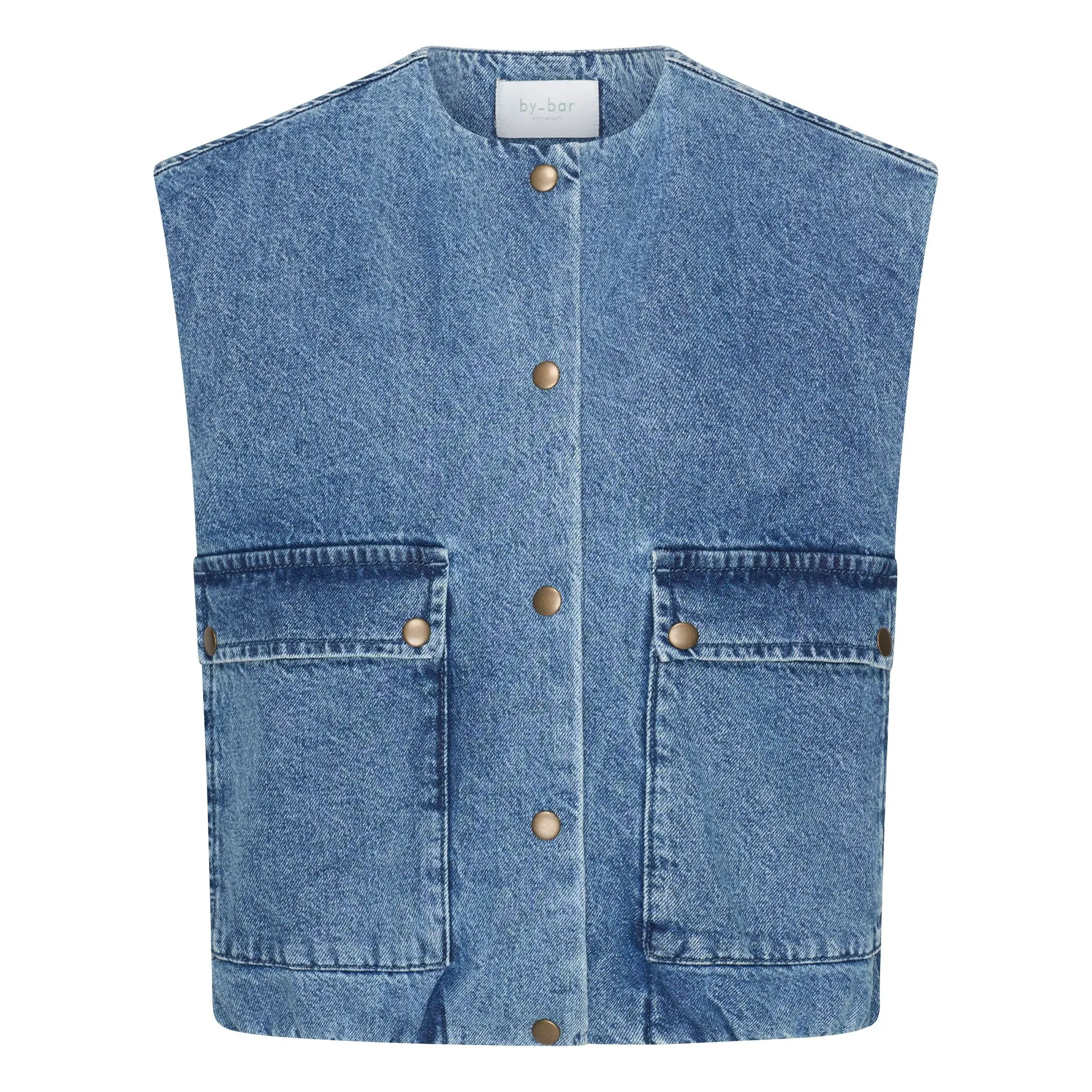 By Bar Denim Blue Maggie Organic Cotton Denim Sleeveless Jacket