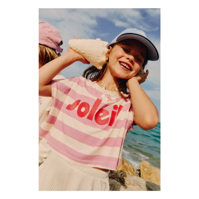 Camiseta Soleil de rayas de algodón ecológico | Rosa