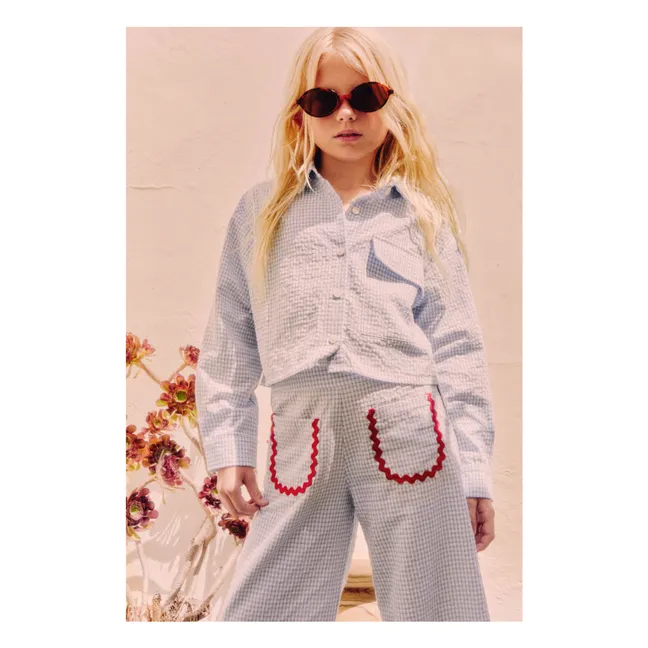 Camisa Sylvie con lazo a rayas | Azul Claro