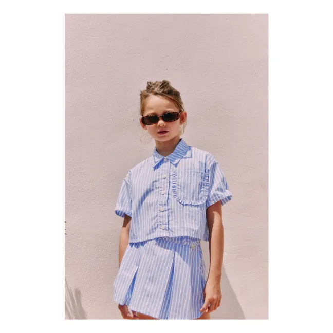 Jupe Plissée Sia Rayée | Bleu Clair