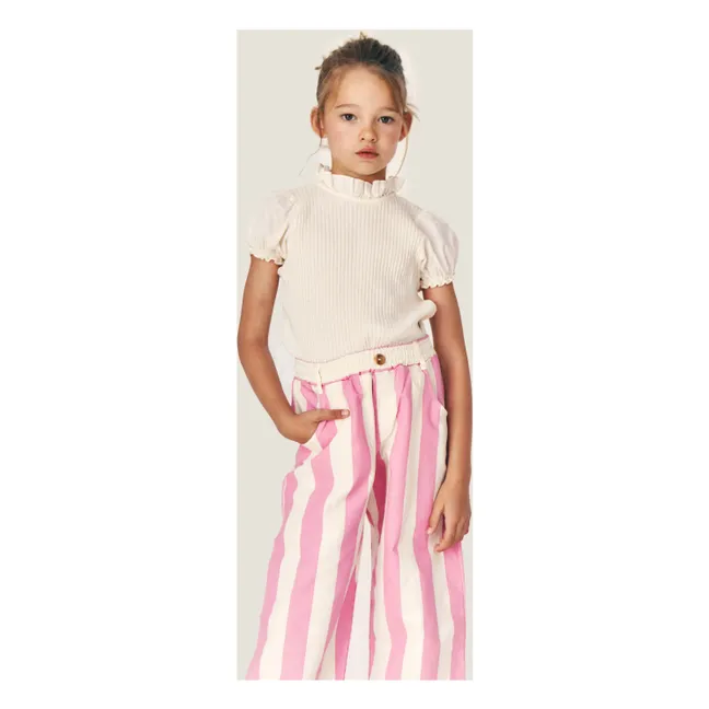 Pantalones de algodón orgánico a rayas Claude | Rosa