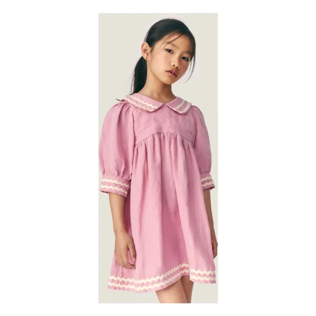 Vestido con cuello de lino Isaline | Rosa Pálido