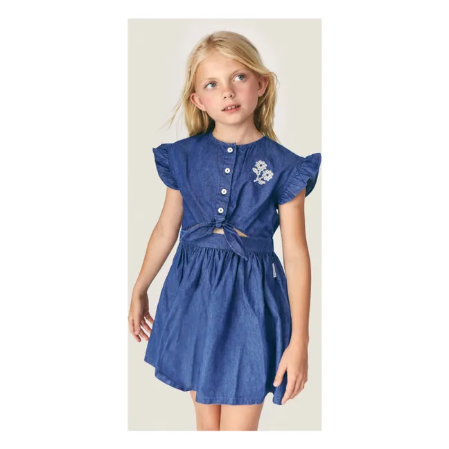 Vestido vaquero de algodón anudado Amélie BCI | Azul