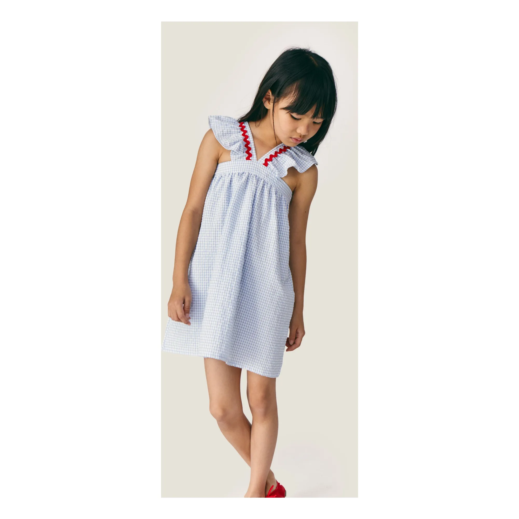 Vestido Sylvie Vichy | Azul Claro- Imagen del producto n°1