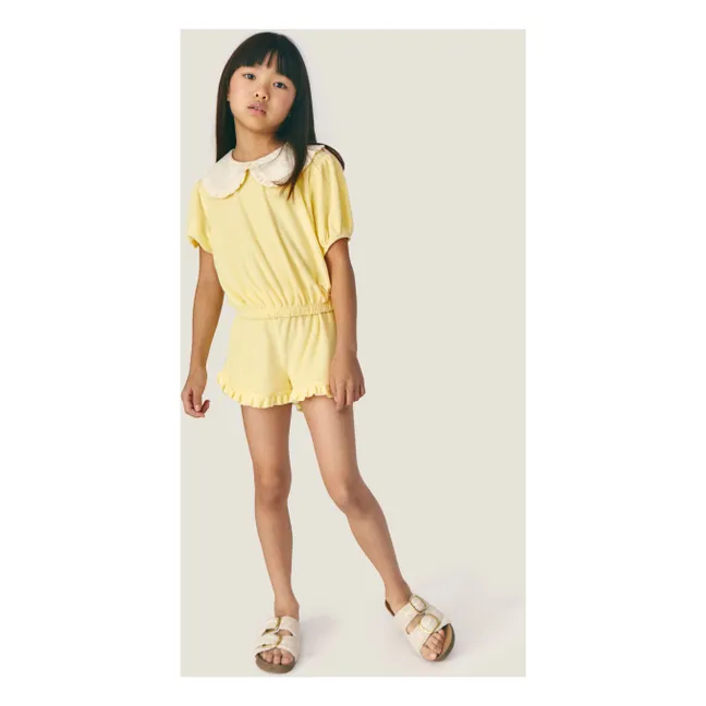 Pantalones cortos de rizo de algodón ecológico Carina | Amarillo palo