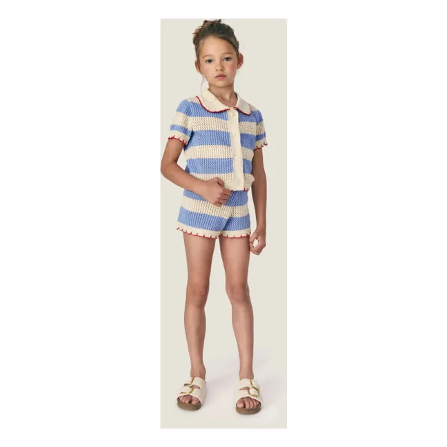 Striped Vita Crochet Shorts | Blue