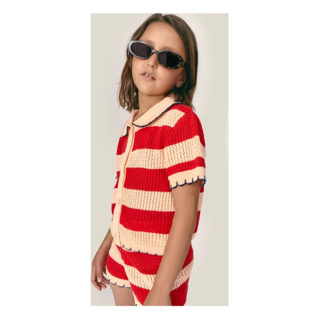 Chaqueta de ganchillo Vita a rayas | Rojo