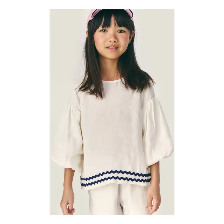 Blusa Isaline de lino con mangas abullonadas | Crudo- Imagen del producto n°1