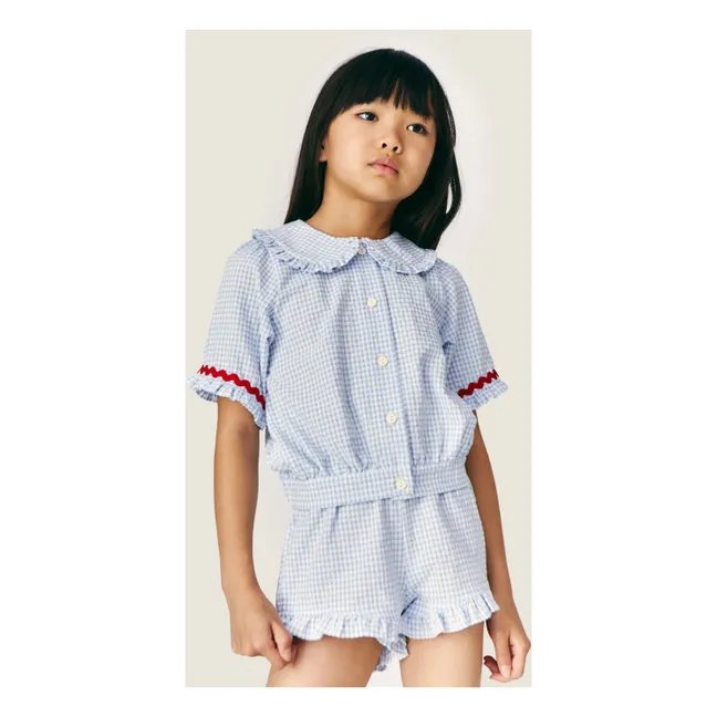 Blusa Sylvie cuello vichy | Azul Claro