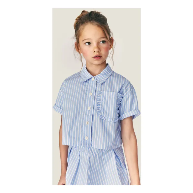 Camisa corta de rayas Sia | Azul Claro