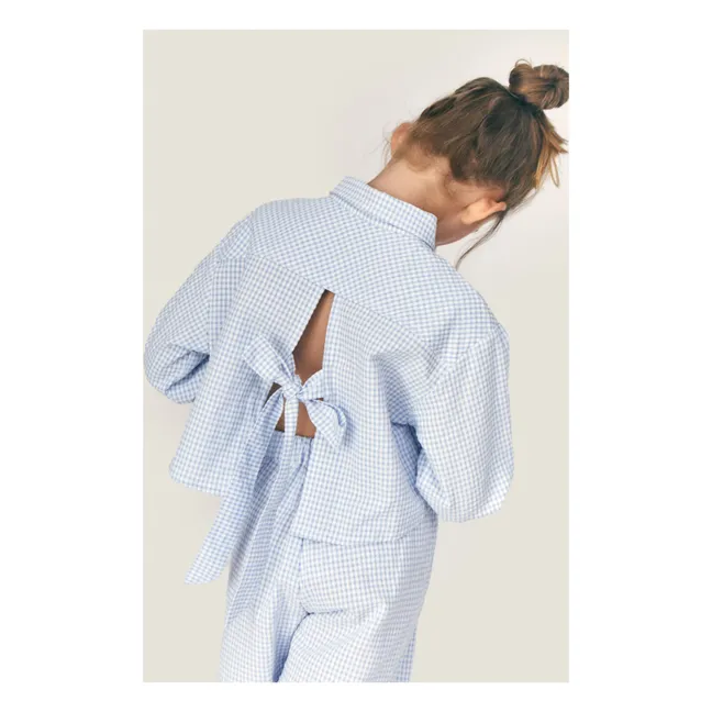 Chemise Sylvie Noeud Rayée | Bleu Clair
