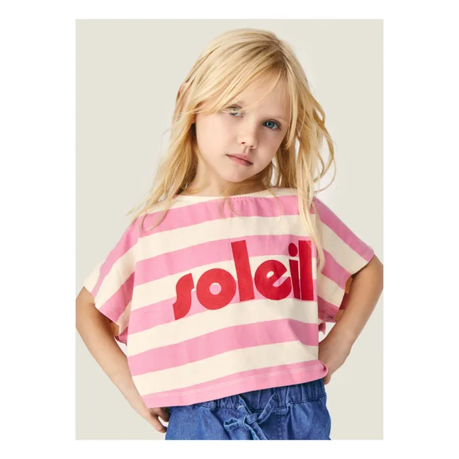Camiseta Soleil de rayas de algodón ecológico | Rosa