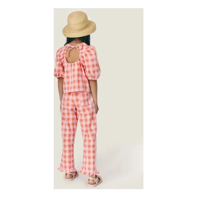 Mirelle Blusa vichy con mangas abullonadas | Rosa