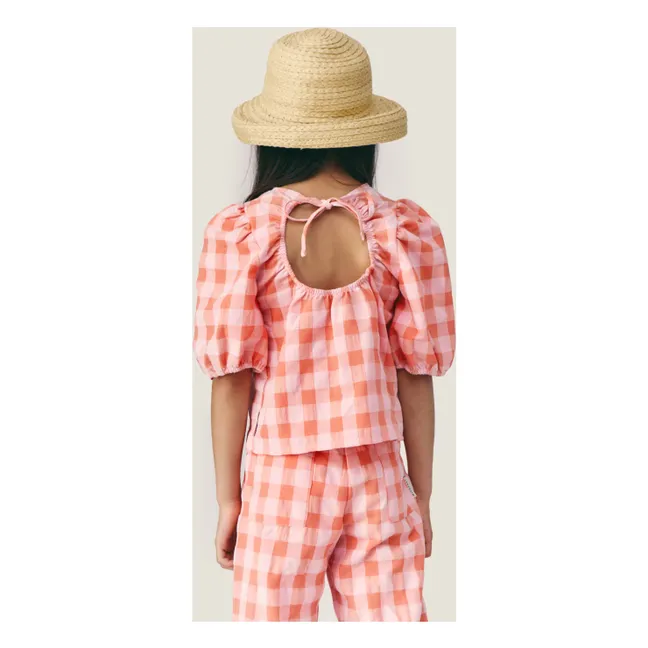 Mirelle Blusa vichy con mangas abullonadas | Rosa