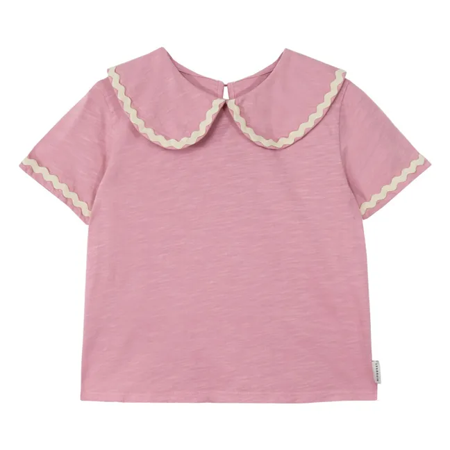 Camiseta con cuello Claudine Odetta Algodón orgánico | Rosa