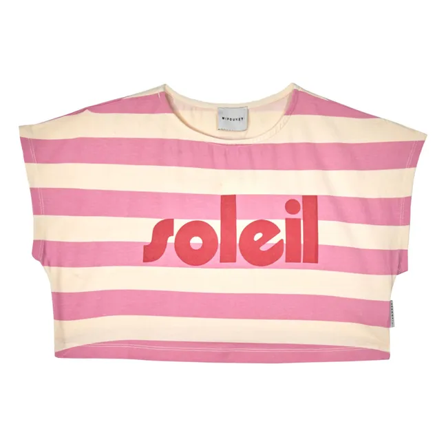 Camiseta Soleil de rayas de algodón ecológico | Rosa