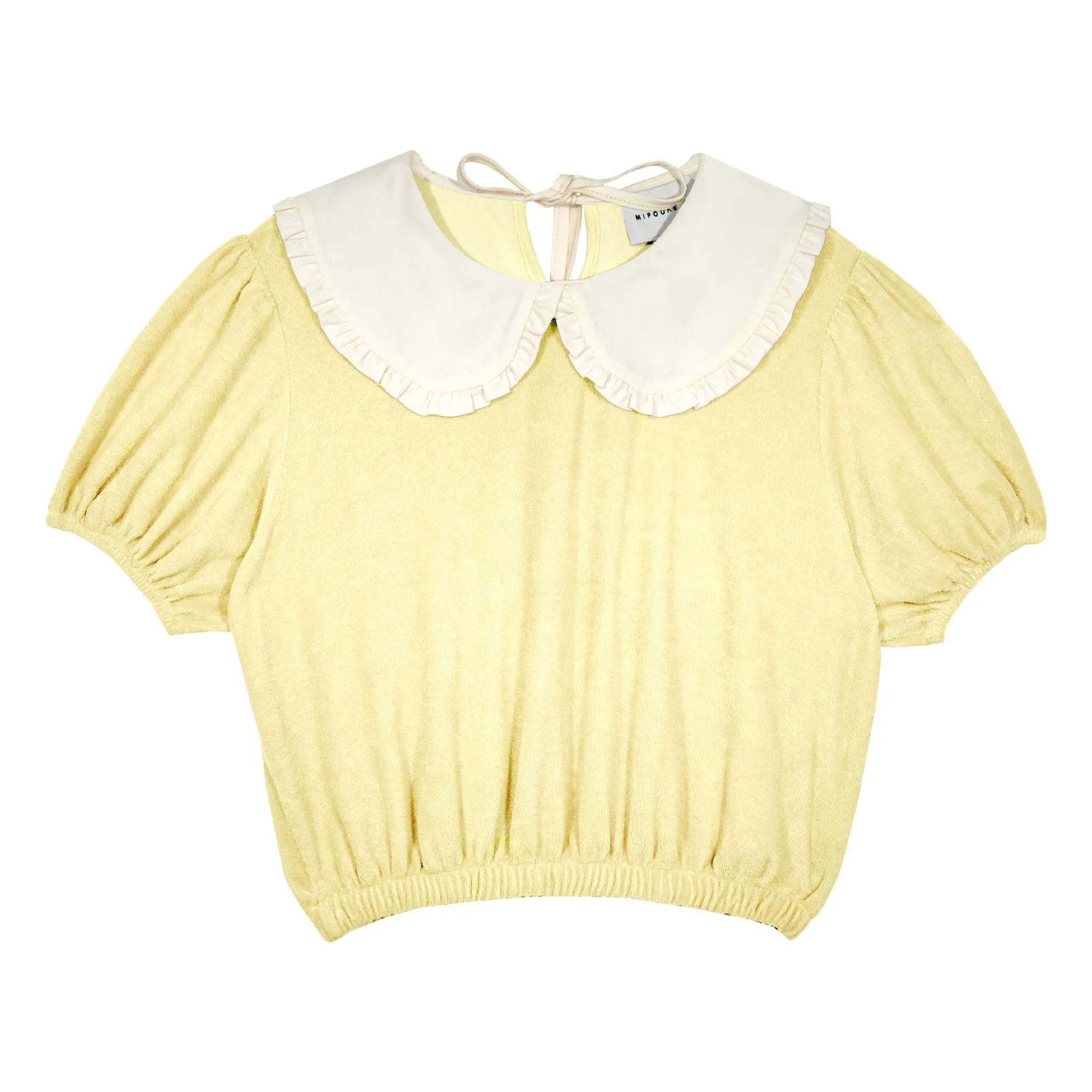 Mipounet Pale Yellow Carina Claudine Collar Organic Cotton Terry T-Shirt