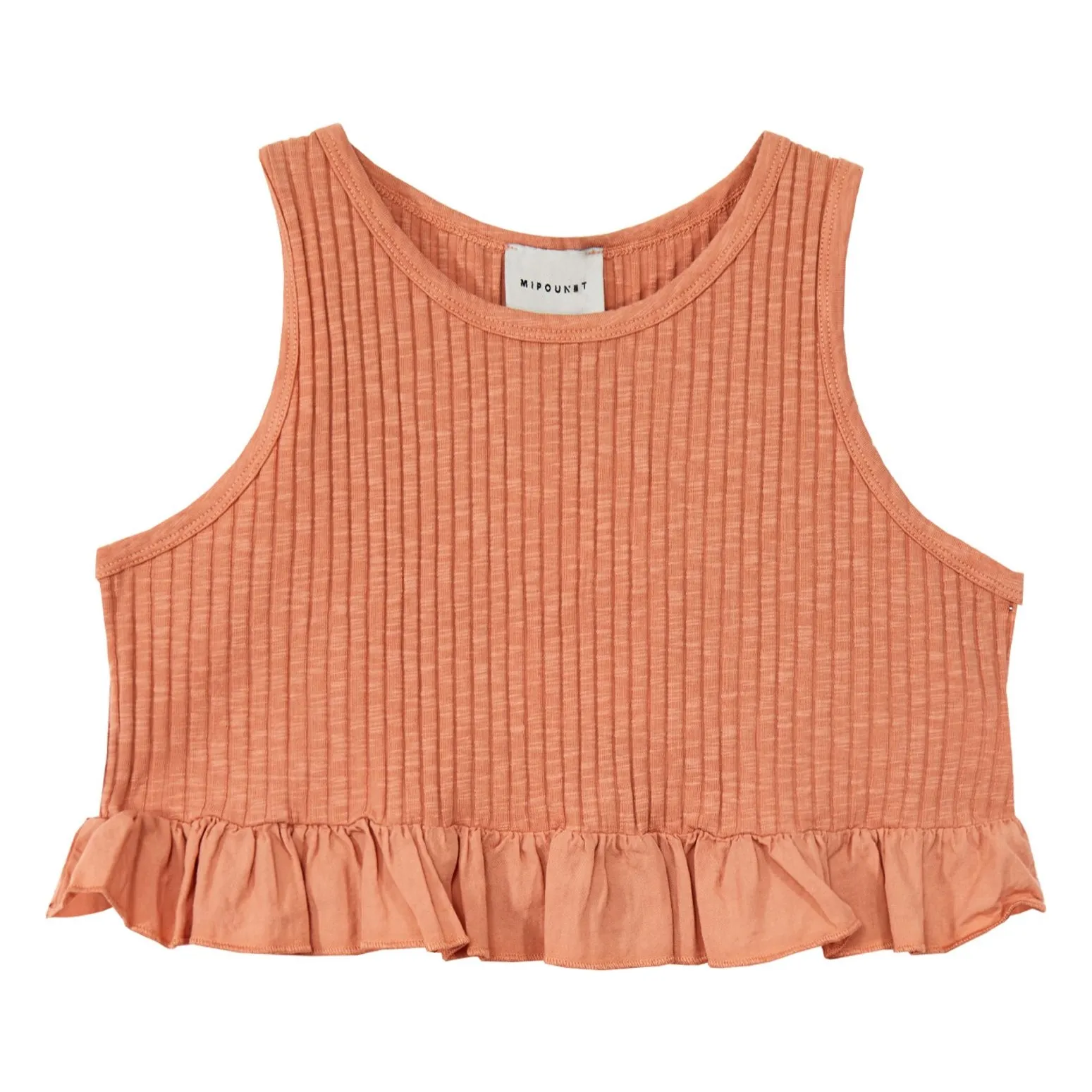 Top Côtelé Volants Zoé Coton Bio | Orange- Image produit n°0