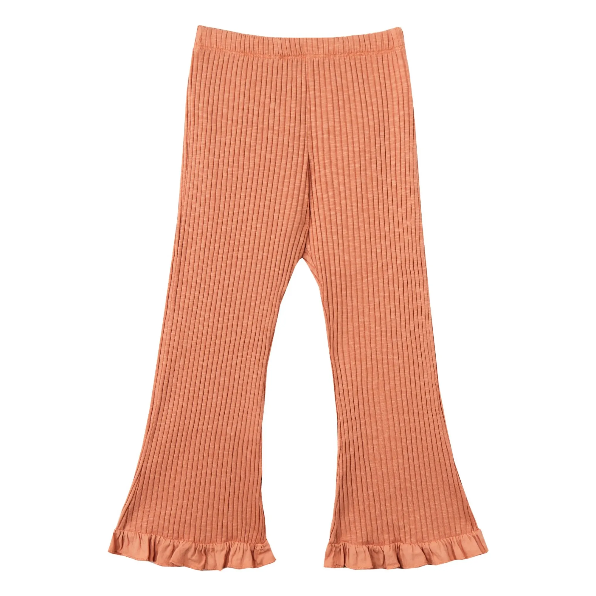 Mipounet Orange Zoé Organic Cotton Ribbed Pants