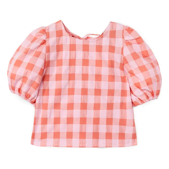Mirelle Blusa vichy con mangas abullonadas | Rosa