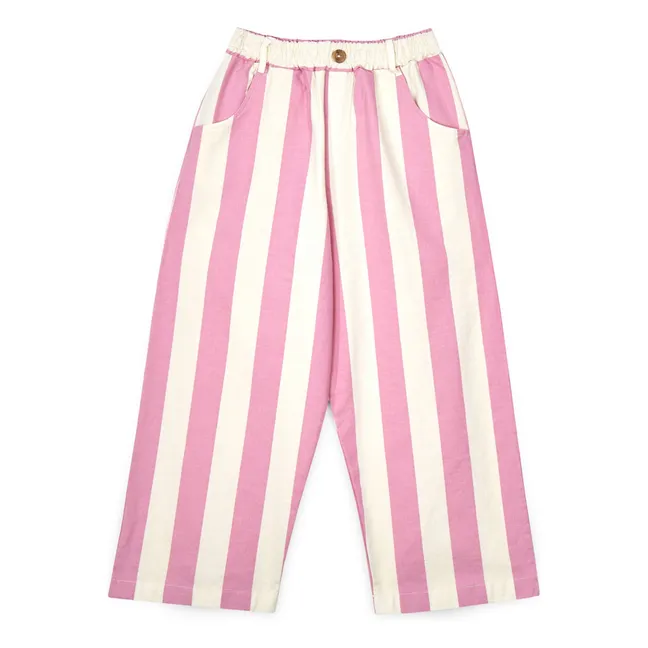 Pantalones de algodón orgánico a rayas Claude | Rosa
