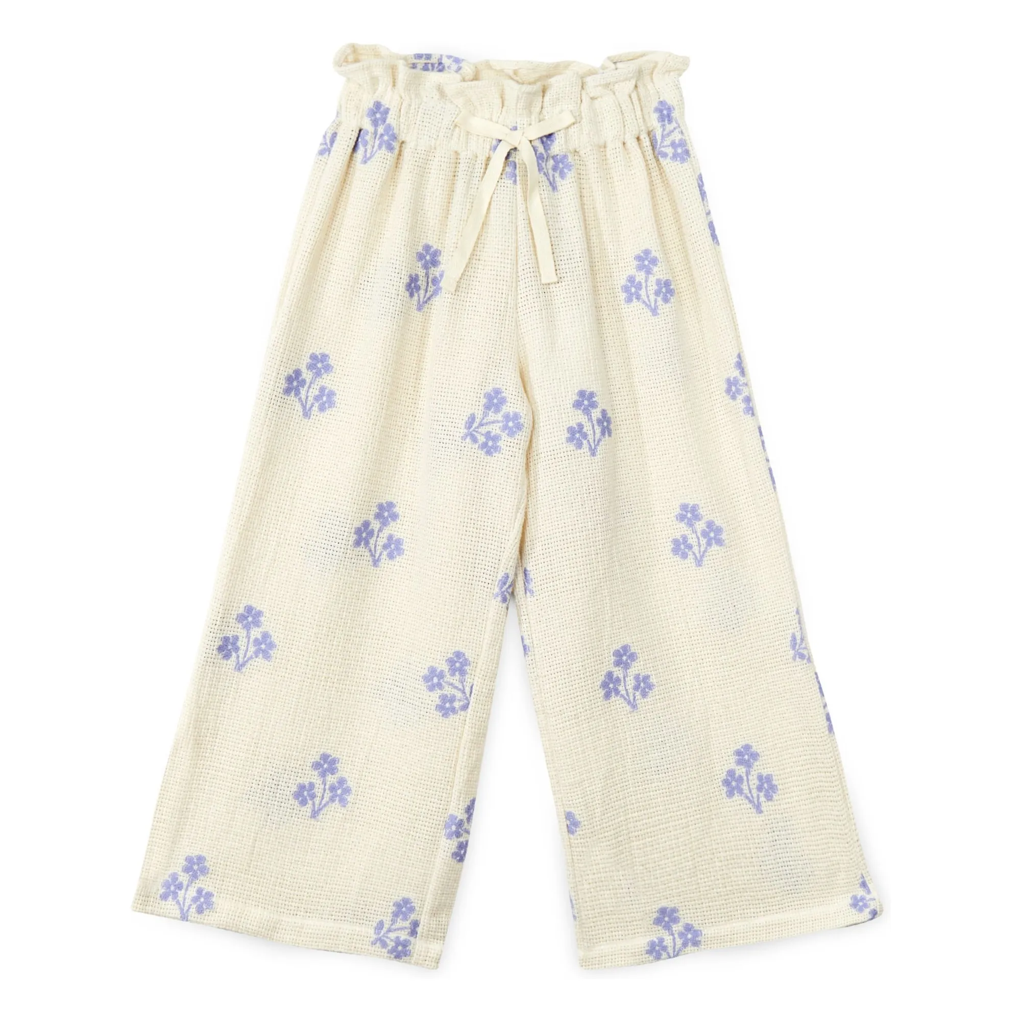 Mipounet Ecru Sandrine Organic Cotton Flower Trousers