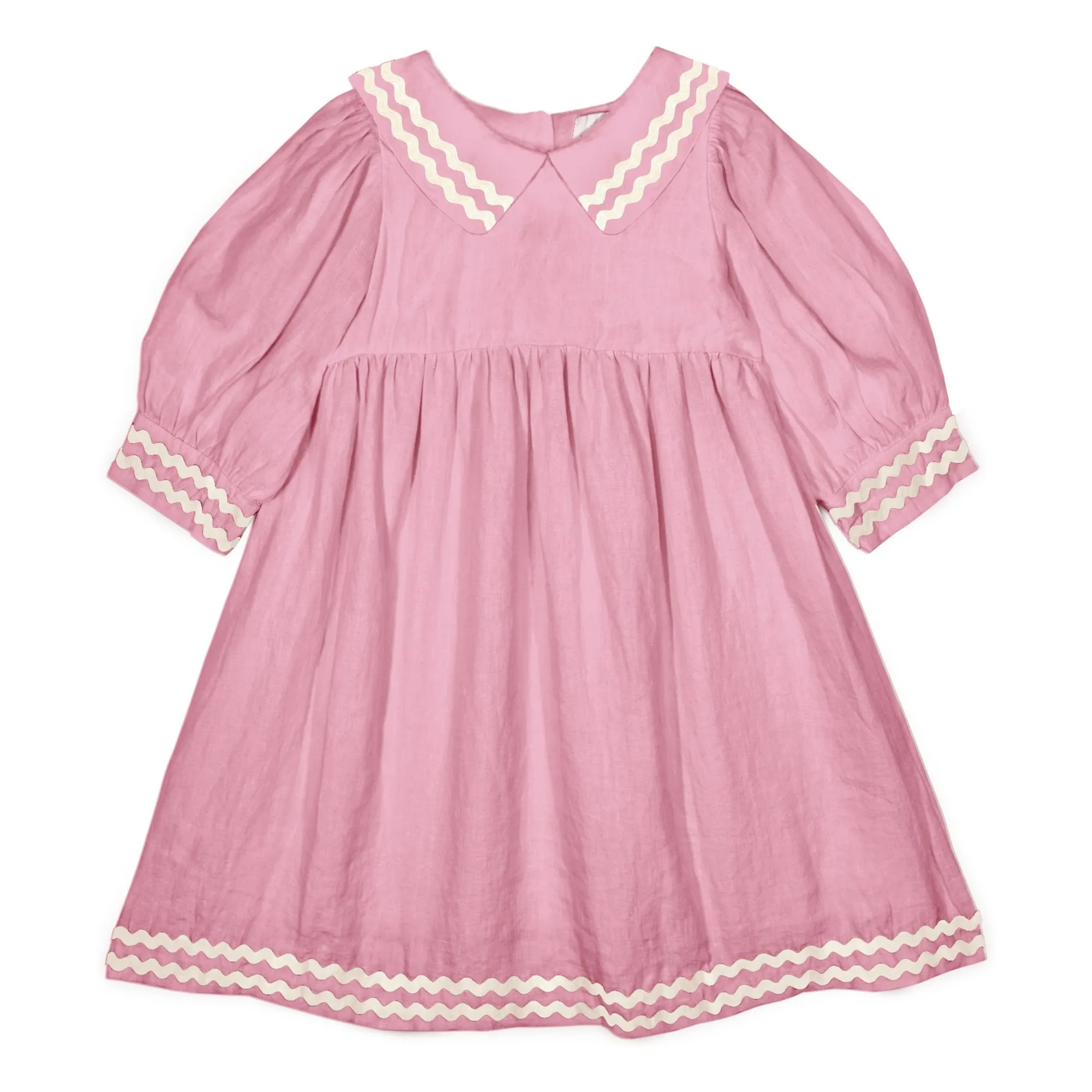 Mipounet Pale Pink Isaline Linen Collar Dress