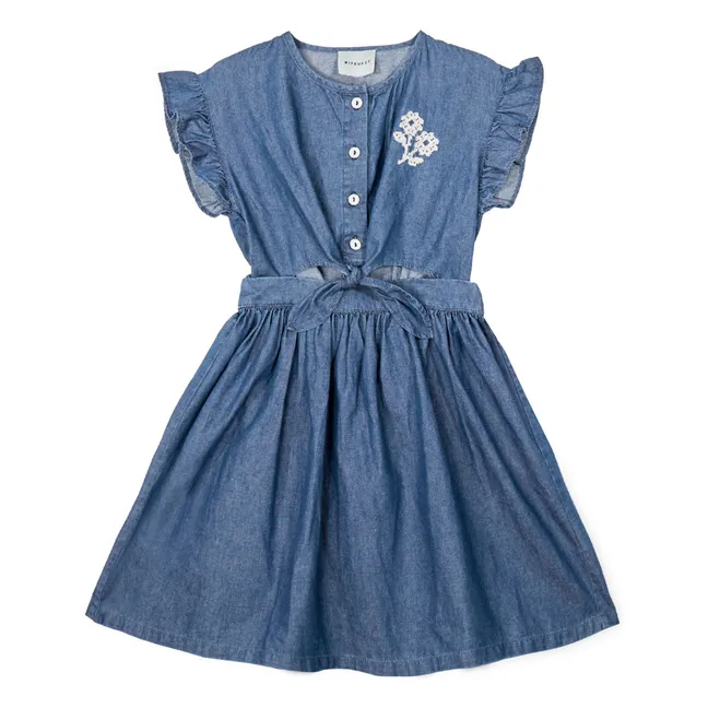 Vestido vaquero de algodón anudado Amélie BCI | Azul