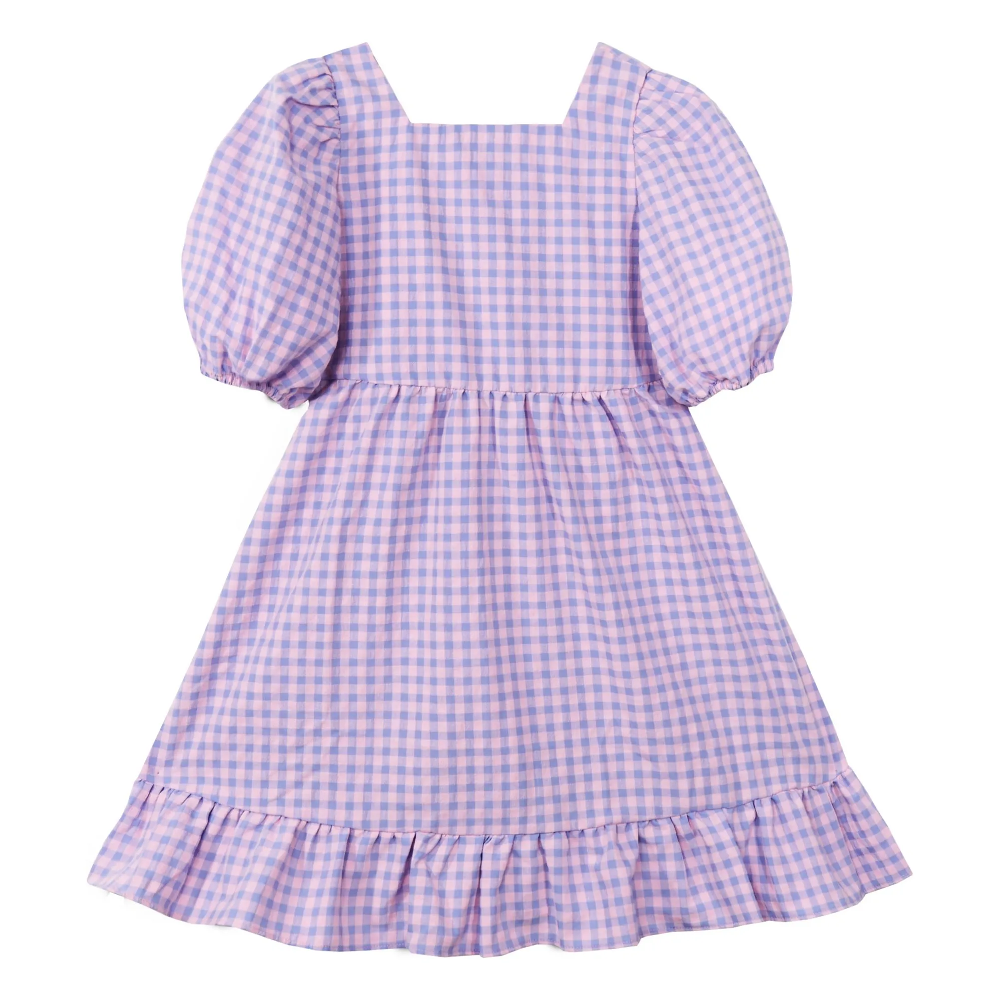 Robe Manches Bouffantes Olie Vichy | 	Lilas- Image produit n°0