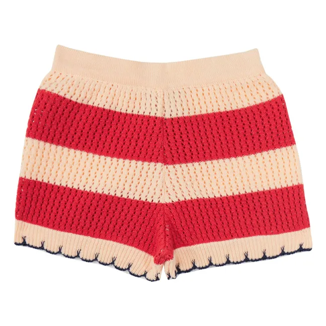 Pantalones cortos de crochet a rayas Vita | Rojo