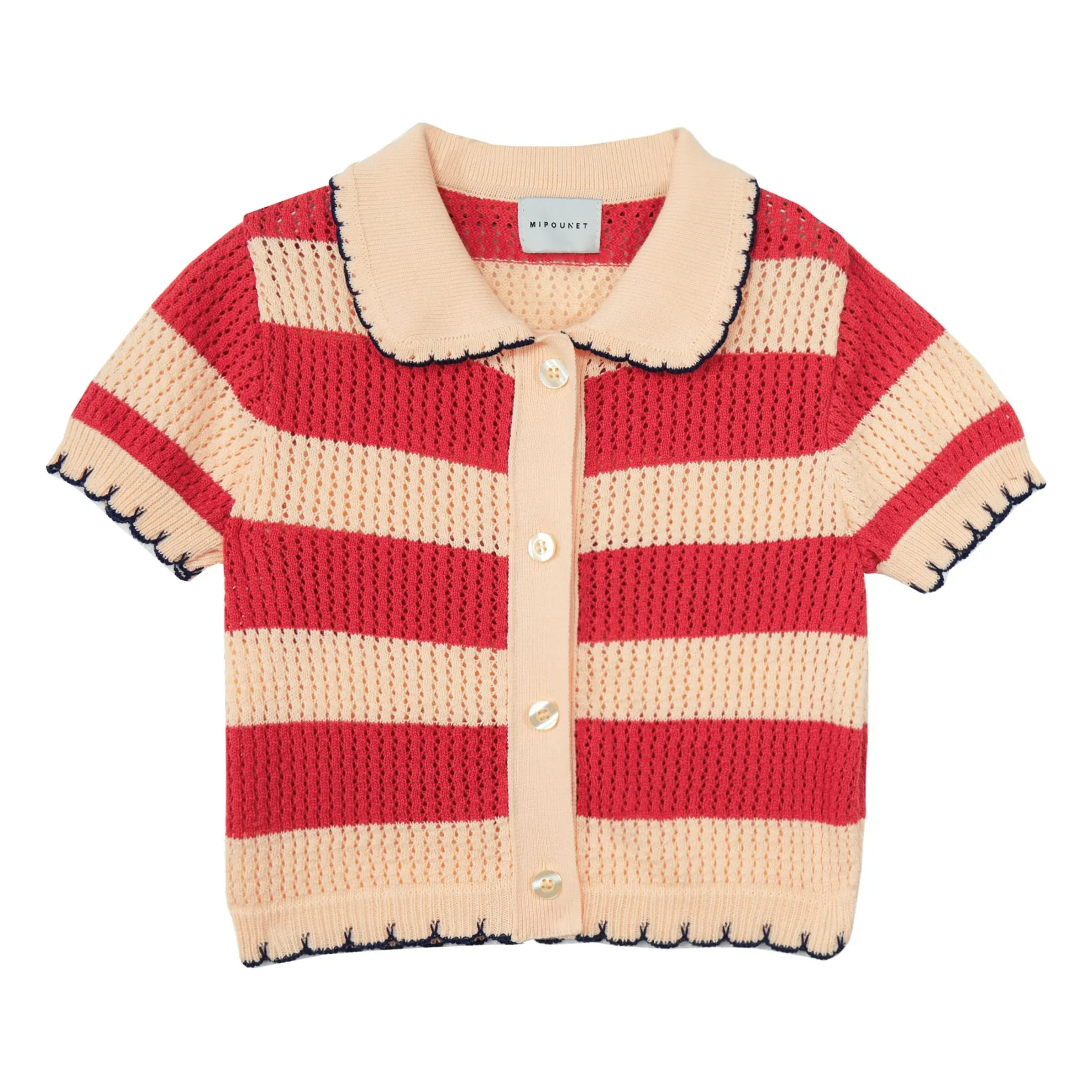 Mipounet Red Striped Vita Crochet Cardigan