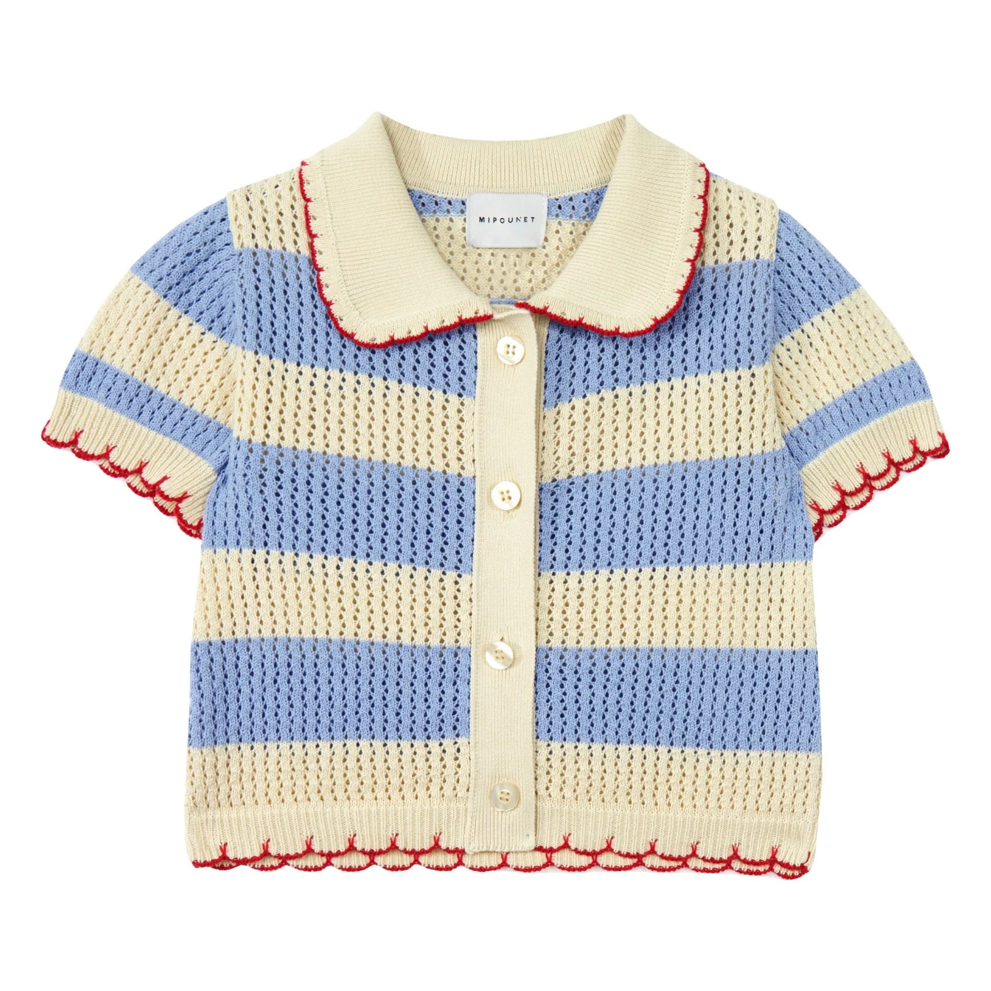 Mipounet Blue Striped Vita Crochet Cardigan