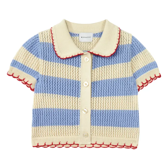 Cardigan Crochet Vita Rayé | Bleu