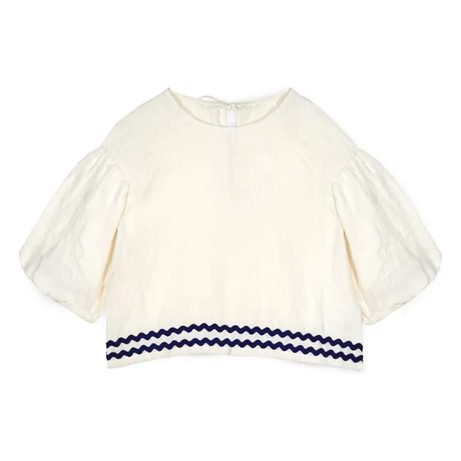 Isaline Linen Blouse with puffed sleeves | Ecru