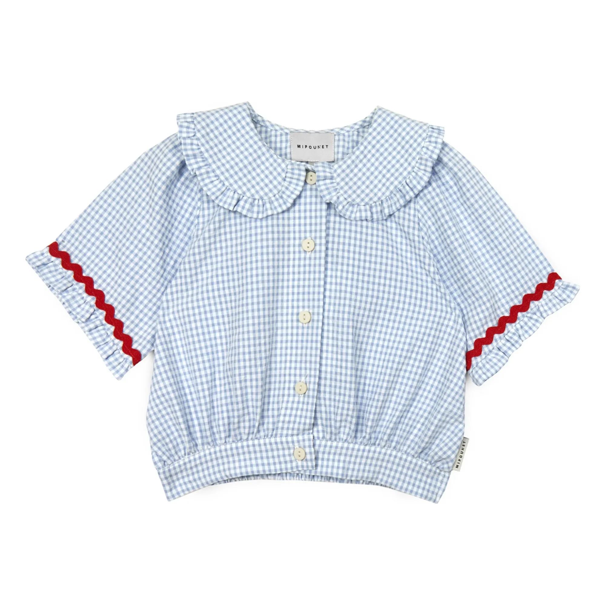 Mipounet Light Blue Blouse Col Claudine Sylvie Vichy